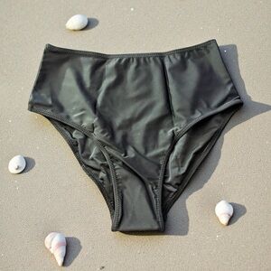 Black High-Waisted Swim Bottoms - S
